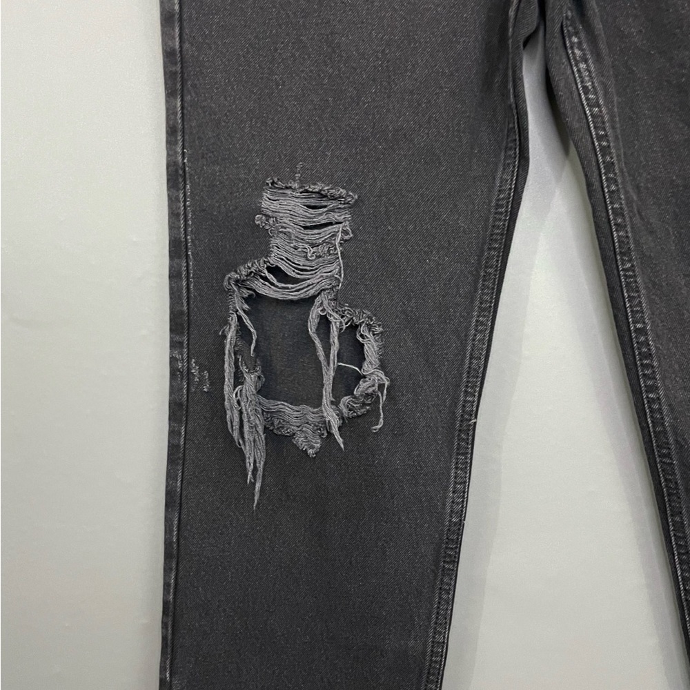Free People The Lasso Jean Distressed Washed Black Straight Leg NWT - Picture 7 of 12